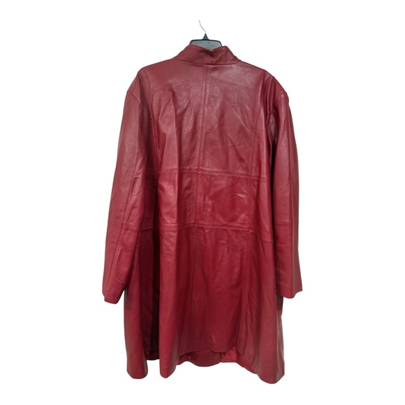 Jessica London Red Leather Swing Coat 32W NWT Plus Size A-Line Trapeze Mid-Lengt - Picture 4 of 7